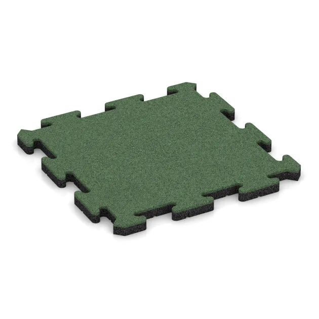Interlocking playground safety tile von WARCO im Farbdesign Pale Green mit den Abmessungen 500 x 500 x 30 mm. Produktfoto von Artikel 5306 in der Aufsicht von schräg vorne.