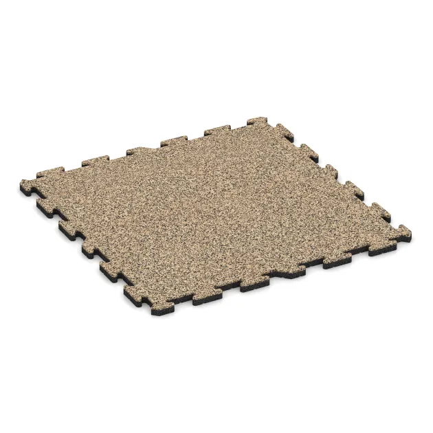 Fitness Floor Protection Mat HD von WARCO im Farbdesign Travertine mit den Abmessungen 1000 x 1000 x 30 mm. Produktfoto von Artikel 3234 in der Aufsicht von schräg vorne.