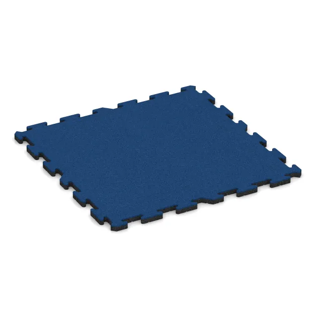 Fitness Floor Protection Mat von WARCO im Farbdesign Gentian Blue mit den Abmessungen 1000 x 1000 x 30 mm. Produktfoto von Artikel 5810 in der Aufsicht von schräg vorne.