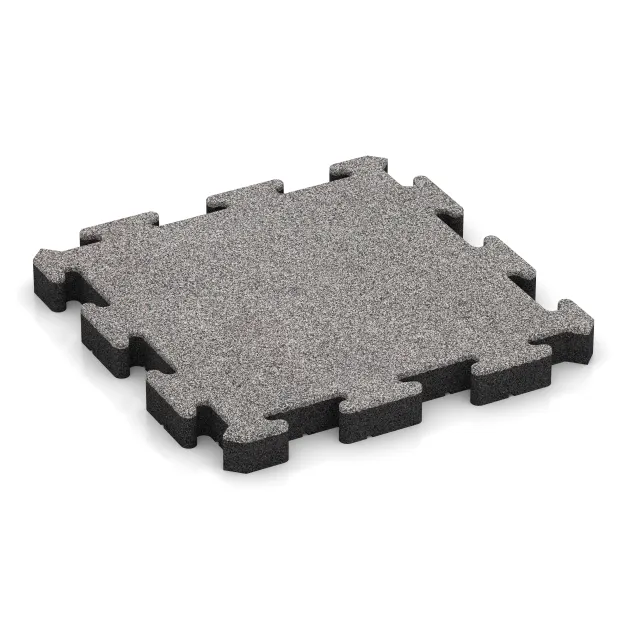Rubber sports surface HD von WARCO im Farbdesign Grey Melange mit den Abmessungen 500 x 500 x 50 mm. Produktfoto von Artikel 4563 in der Aufsicht von schräg vorne.
