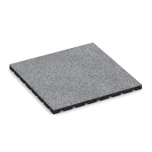 Terrace tile 3 cm von WARCO im Farbdesign Grey Melange mit den Abmessungen 500 x 500 x 30 mm. Produktfoto von Artikel 5475 in der Aufsicht von schräg vorne.
