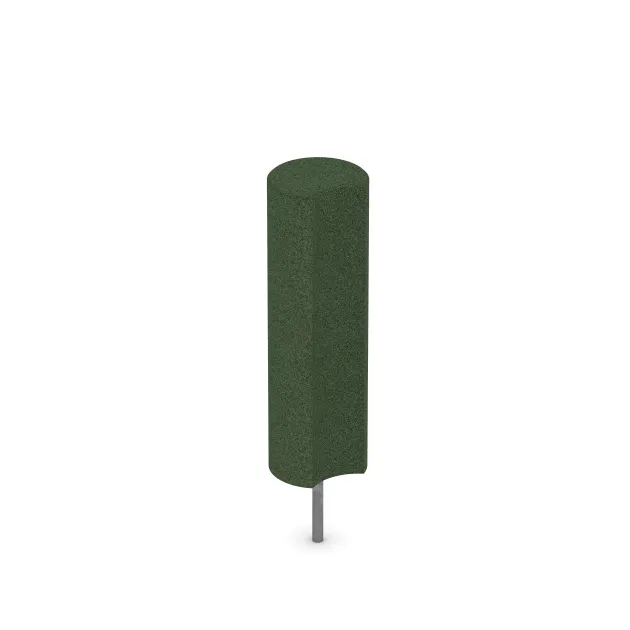 Rubber granulate palisade von WARCO im Farbdesign Grass Green mit den Abmessungen ø 250 x 800 mm. Produktfoto von Artikel 2564 in der Aufsicht von schräg vorne.