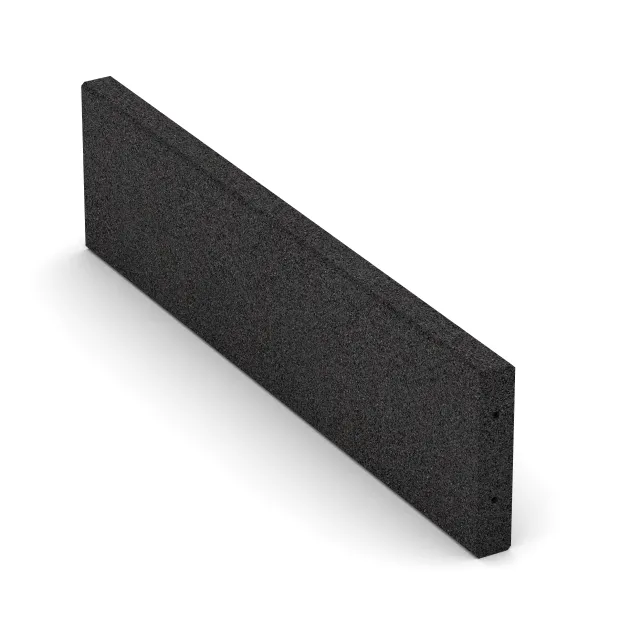 Rubber kerbstone (Deep kerbstone) von WARCO im Farbdesign Anthracite mit den Abmessungen 1000 x 250 x 50 mm. Produktfoto von Artikel 2596 in der Aufsicht von schräg vorne.