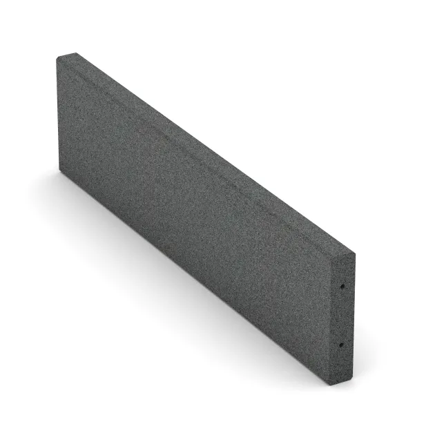 Rubber kerbstone (Deep kerbstone) von WARCO im Farbdesign Slate grey mit den Abmessungen 1000 x 250 x 50 mm. Produktfoto von Artikel 2595 in der Aufsicht von schräg vorne.