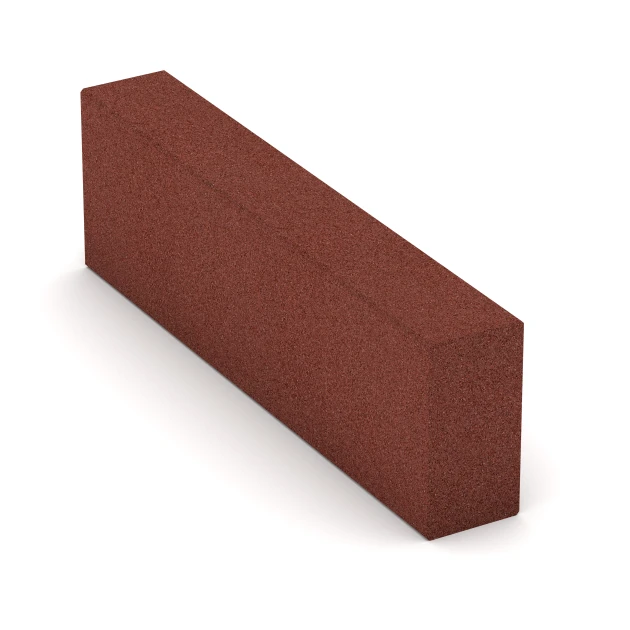 Rubber granulate block step von WARCO im Farbdesign Brick red mit den Abmessungen 100 x 30 x 15 cm. Produktfoto von Artikel 7029 in der Aufsicht von schräg vorne.