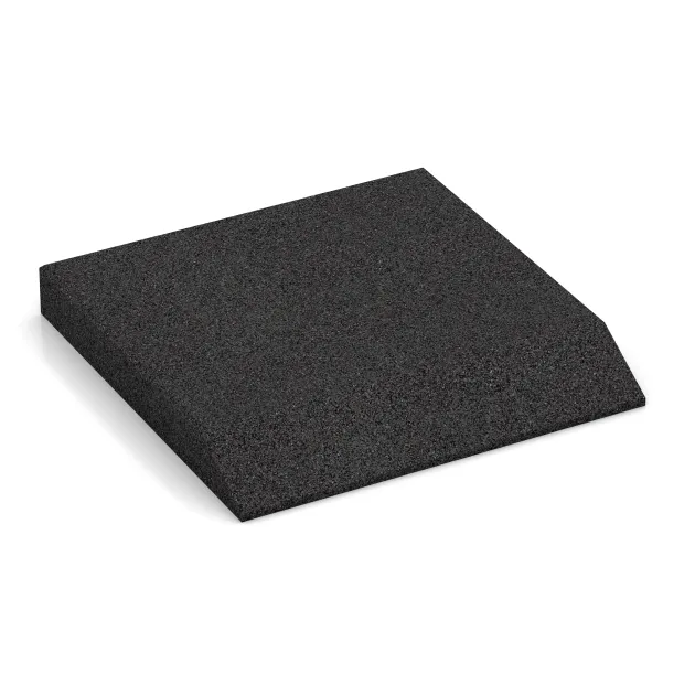 Edge tile (one chamfered side) von WARCO im Farbdesign Anthracite mit den Abmessungen 500 x 500 x 65 mm. Produktfoto von Artikel 0449 in der Aufsicht von schräg vorne.