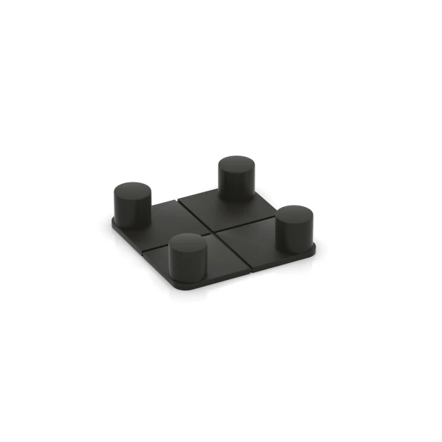 Tile clip von WARCO im Farbdesign Matte Black mit den Abmessungen 50 × 50 mm – 8 mm. Produktfoto von Artikel 6121 in der Aufsicht von schräg vorne.