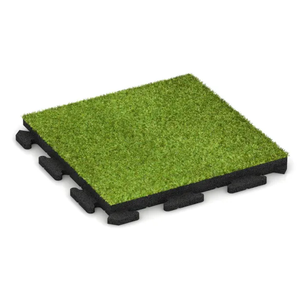 Artificial grass decking tile 3 or 4 cm von WARCO im Farbdesign Green Artificial Grass mit den Abmessungen 500 x 500 x 40 mm. Produktfoto von Artikel 1368 in der Aufsicht von schräg vorne.