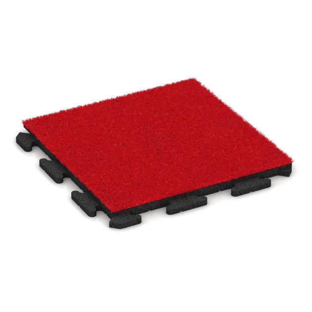 Fitness Turf Tile von WARCO im Farbdesign Red Artificial Grass mit den Abmessungen 500 x 500 x 30 mm. Produktfoto von Artikel 1240 in der Aufsicht von schräg vorne.