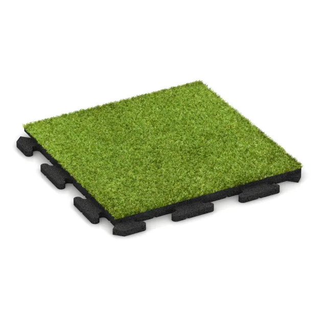 Artificial grass decking tile 3 or 4 cm von WARCO im Farbdesign Green Artificial Grass mit den Abmessungen 500 x 500 x 30 mm. Produktfoto von Artikel 1235 in der Aufsicht von schräg vorne.