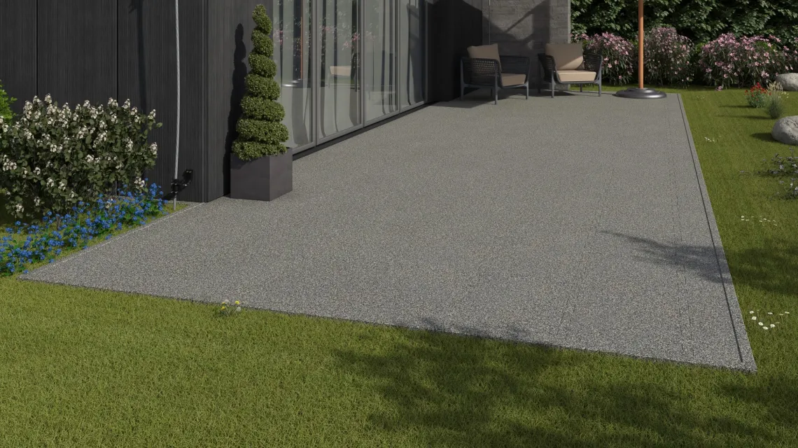 Beispielhafte Verlegung für den Artikel 2842 von WARCO - Outdoor click tile, Farbton Gray Granite in der Abmessung 500 x 500 x 40 mm.