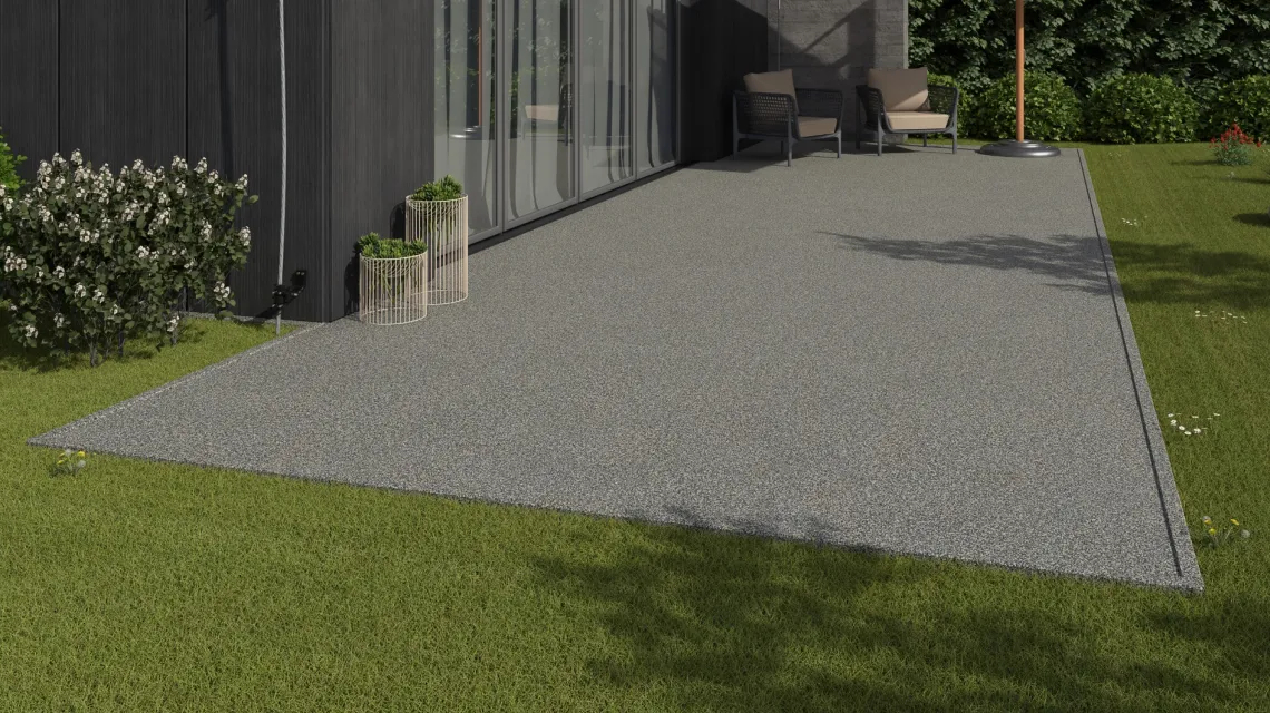 Beispielhafte Verlegung für den Artikel 3728 von WARCO - Rubber click tile, Farbton Gray Granite in der Abmessung 306 x 306 x 20 mm.