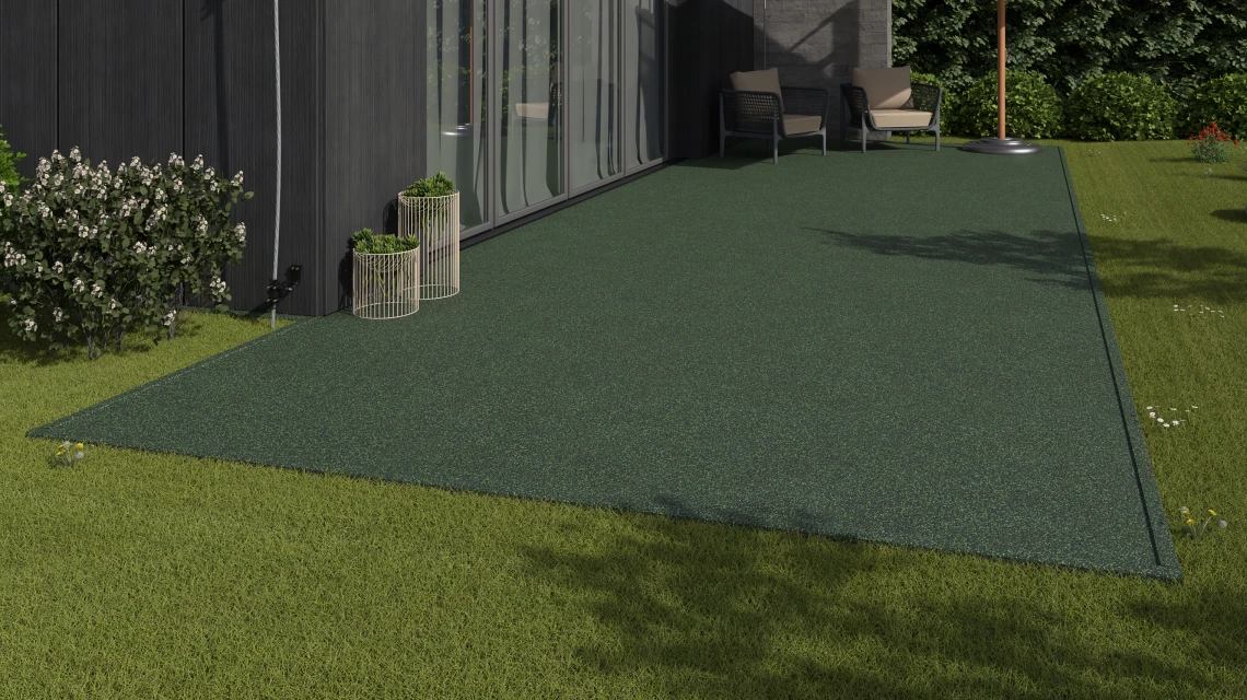 Beispielhafte Verlegung für den Artikel 3730 von WARCO - Deck tile, Farbton English Lawn in der Abmessung 306 x 306 x 20 mm.