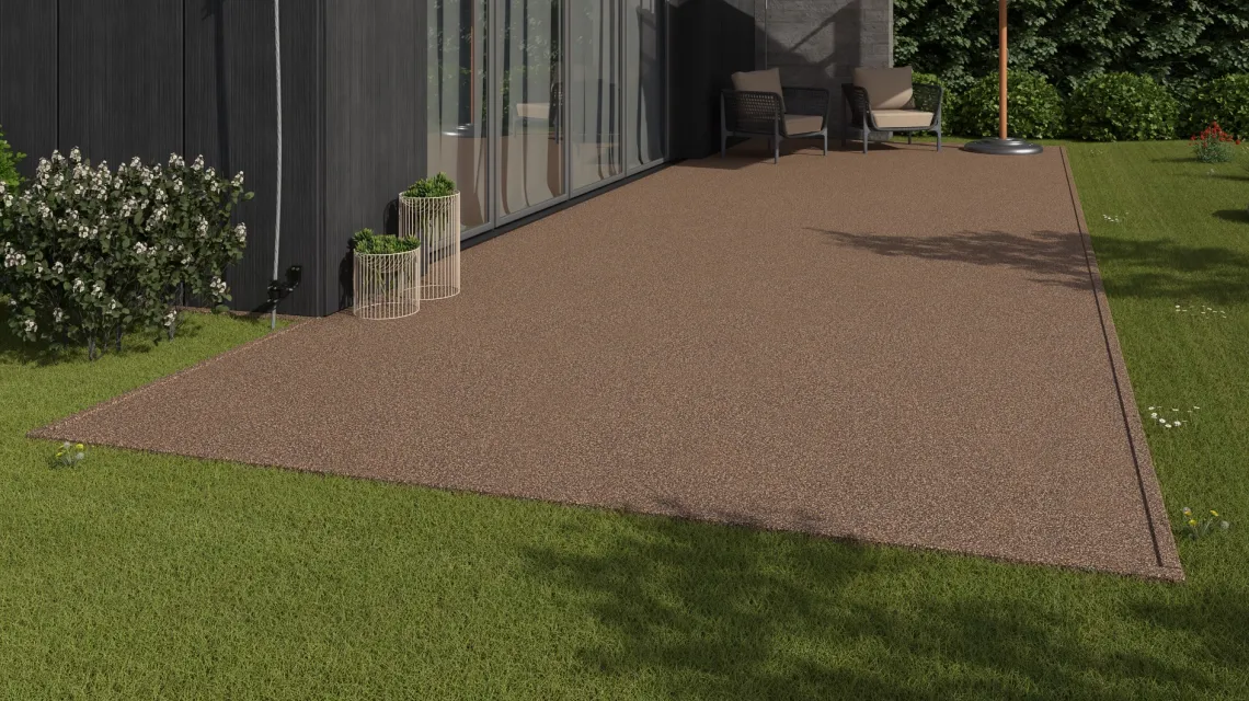 Beispielhafte Verlegung für den Artikel 3732 von WARCO - Rubber click tile, Farbton Bark & Bast in der Abmessung 306 x 306 x 20 mm.