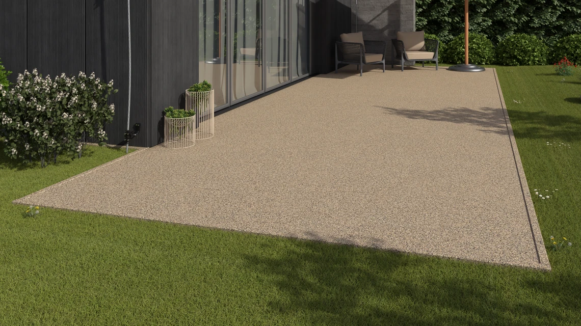 Beispielhafte Verlegung für den Artikel 3735 von WARCO - Deck tile, Farbton Travertine in der Abmessung 30,6 x 30,6 x 2 cm | 0,094 m².