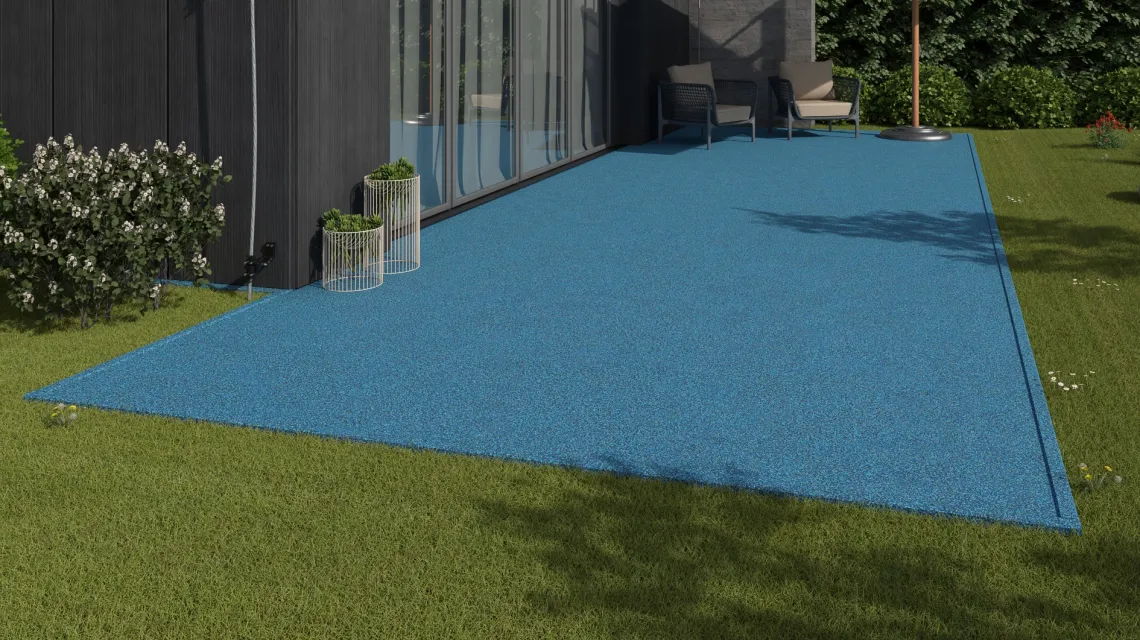 Beispielhafte Verlegung für den Artikel 3737 von WARCO - Rubber click tile, Farbton Atlantic in der Abmessung 306 x 306 x 20 mm.