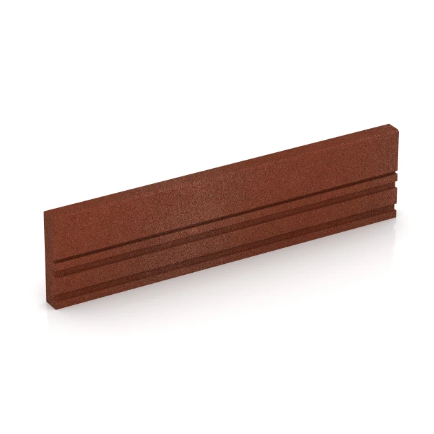 Rubber Kerb von WARCO im Farbdesign Brick red mit den Abmessungen 100 x 5 x 25 cm. Produktfoto von Artikel 3785 in der Aufsicht von schräg vorne.