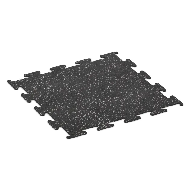 Fitness Performance Elite Training Floor von WARCO im Farbdesign Light Grey Speckled mit den Abmessungen 1000 x 1000 x 10 mm. Produktfoto von Artikel 3776 in der Aufsicht von schräg vorne.