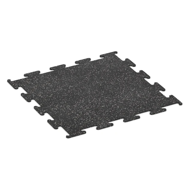 Fitness Performance Elite Rubber Gym Flooring von WARCO im Farbdesign Lightly speckled grey mit den Abmessungen 100 x 100 x 1 cm | 1,00 m². Produktfoto von Artikel 3776 in der Aufsicht von schräg vorne.