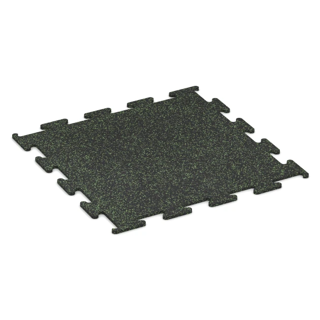 Fitness Performance Elite Rubber Gym Flooring von WARCO im Farbdesign Lightly speckled green mit den Abmessungen 100 x 100 x 1,5 cm | 1,00 m². Produktfoto von Artikel 3759 in der Aufsicht von schräg vorne.