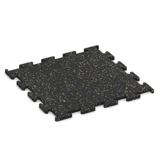 Fitness Performance Elite Rubber Gym Flooring von WARCO im Farbdesign Lightly speckled yellow mit den Abmessungen 50 x 50 x 1,5 cm | 0,25 m². Produktfoto von Artikel 3768 in der Aufsicht von schräg vorne.