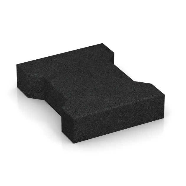 Rubber H-block paving von WARCO im Farbdesign Anthracite mit den Abmessungen 200 x 165 x 43 mm. Produktfoto von Artikel 3845 in der Aufsicht von schräg vorne.