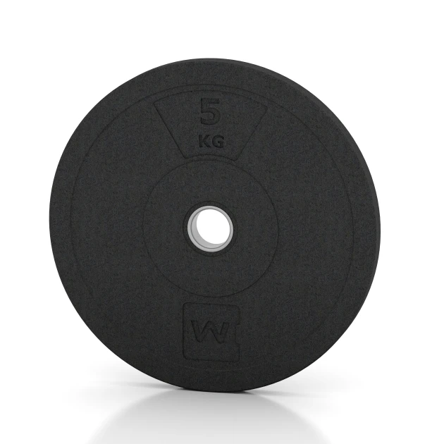 Bumper Plate von WARCO im Farbdesign Anthracite mit den Abmessungen 5 kg | ø 45,4 x 3,15 cm. Produktfoto von Artikel 6084 in der Aufsicht von schräg vorne.