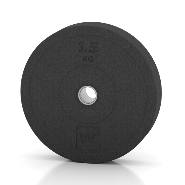 Bumper Plate von WARCO im Farbdesign Anthracite mit den Abmessungen 15 kg | ø 45,4 x 8,61 cm. Produktfoto von Artikel 6086 in der Aufsicht von schräg vorne.