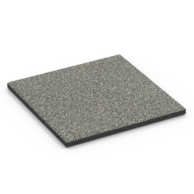 EPDM Playground Safety Tile – 90 cm von WARCO im Farbdesign Grey granite mit den Abmessungen 50 x 50 x 3 cm | 0,25 m². Produktfoto von Artikel 6414 in der Aufsicht von schräg vorne.