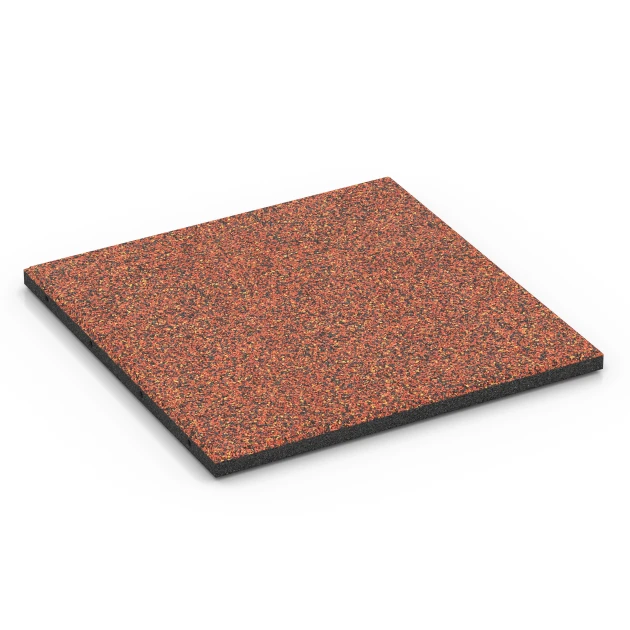 Playground safety tile – CFH 90 cm von WARCO im Farbdesign Embers mit den Abmessungen 50 x 50 x 3 cm | 0,25 m². Produktfoto von Artikel 6417 in der Aufsicht von schräg vorne.
