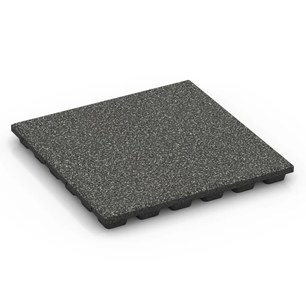 EPDM Playground Safety Tile – 160 cm von WARCO im Farbdesign Dark grey granite mit den Abmessungen 50 x 50 x 4,8 cm | 0,25 m². Produktfoto von Artikel 6431 in der Aufsicht von schräg vorne.