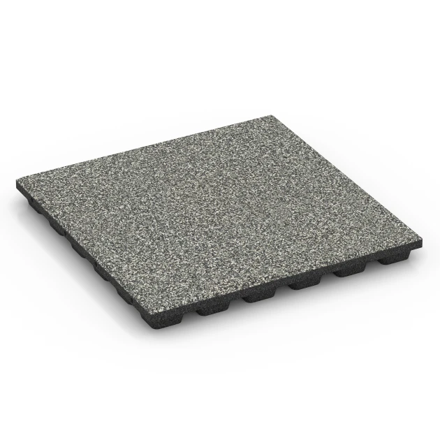EPDM Playground Safety Tile – 160 cm von WARCO im Farbdesign Grey granite mit den Abmessungen 50 x 50 x 4,8 cm | 0,25 m². Produktfoto von Artikel 6432 in der Aufsicht von schräg vorne.