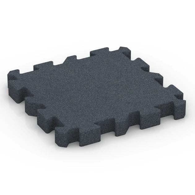 Interlocking playground safety tile von WARCO im Farbdesign Slate grey mit den Abmessungen 50 x 50 x 6 cm | 0,25 m². Produktfoto von Artikel 6319 in der Aufsicht von schräg vorne.