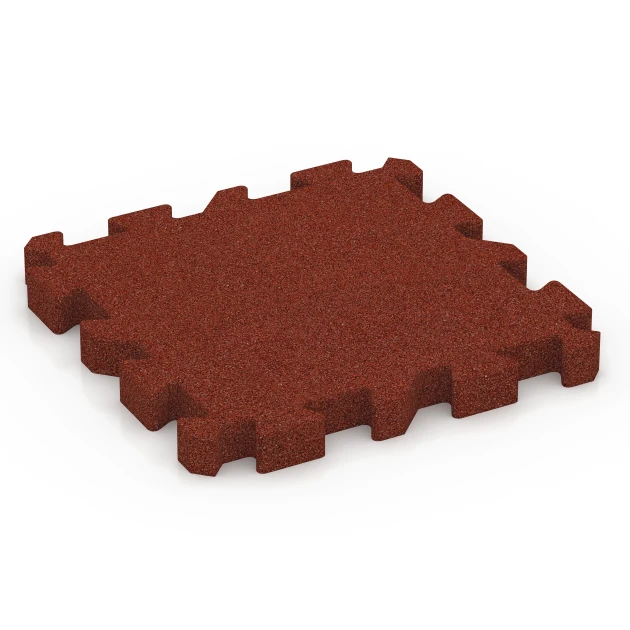 Playground Safety Tile – 190 cm von WARCO im Farbdesign Brick red mit den Abmessungen 50 x 50 x 5 cm | 0,25 m². Produktfoto von Artikel 6402 in der Aufsicht von schräg vorne.
