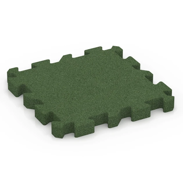 Interlocking Playground Safety Tile – 190 cm von WARCO im Farbdesign Grass green mit den Abmessungen 50 x 50 x 5 cm | 0,25 m². Produktfoto von Artikel 6403 in der Aufsicht von schräg vorne.