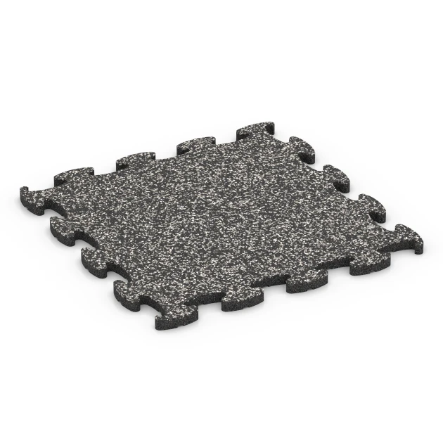 Gym Floor Tiles von WARCO im Farbdesign Dark Grey Granite mit den Abmessungen 46 x 46 x 1,8 cm. Produktfoto von Artikel 6778 in der Aufsicht von schräg vorne.
