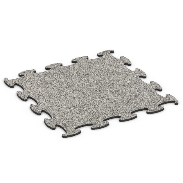 Exhibition Click Floor Tile von WARCO im Farbdesign Grey Granite mit den Abmessungen 98 x 98 × 1,8 cm. Produktfoto von Artikel 6923 in der Aufsicht von schräg vorne.