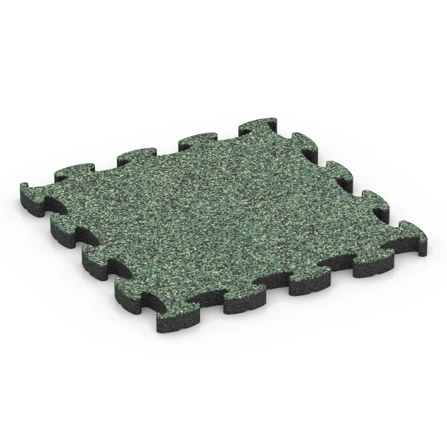 Safety Puzzle Tile von WARCO im Farbdesign English Lawn mit den Abmessungen 44,6 x 44,6 × 2,8 cm. Produktfoto von Artikel 6933 in der Aufsicht von schräg vorne.