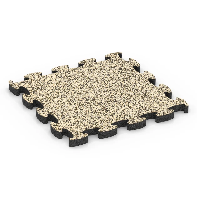 Fitness Max Floor System von WARCO im Farbdesign Travertine mit den Abmessungen 46 x 46 × 2,8 cm. Produktfoto von Artikel 6883 in der Aufsicht von schräg vorne.