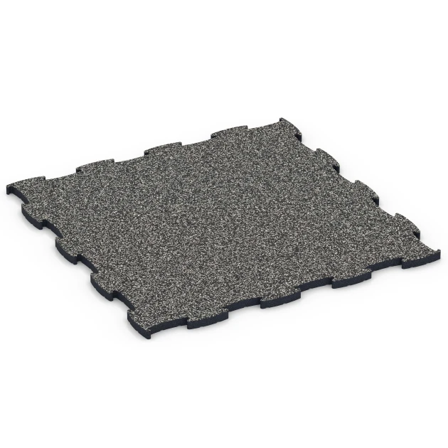 Fitness Max Floor System von WARCO im Farbdesign Dark Grey Granite mit den Abmessungen 97,1 x 97,1 x 2,8 cm. Produktfoto von Artikel 6886 in der Aufsicht von schräg vorne.