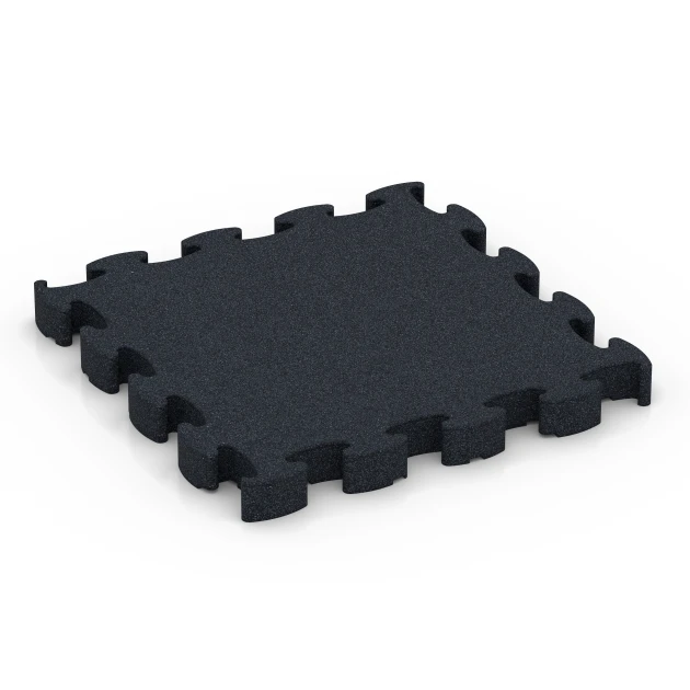 Fitness Premium Performance Flooring von WARCO im Farbdesign Anthracite mit den Abmessungen 28,9 x 28,9 x 2,8 cm. Produktfoto von Artikel 6965 in der Aufsicht von schräg vorne.