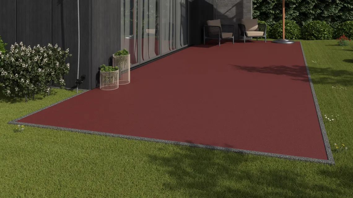 Beispielhafte Verlegung für den Artikel 4266 von WARCO - Rubber click tile, Farbton Coral Red in der Abmessung 306 x 306 x 20 mm.
