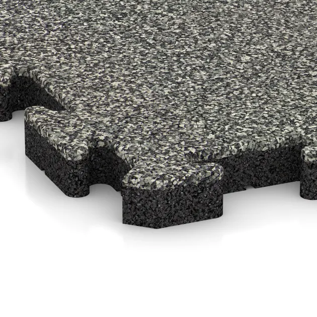Detailaufnahme der Randausprägung von WARCO-Produkt 3407, Fitness Floor Protection Mat HD, Format 1000 x 1000 x 40 mm, Farbe Gray Granite.