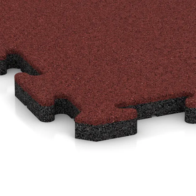 Detailaufnahme der Randausprägung von WARCO-Produkt 5297, Pool Decking Tile, Format 500 x 500 x 30 mm, Farbe Coral Red.