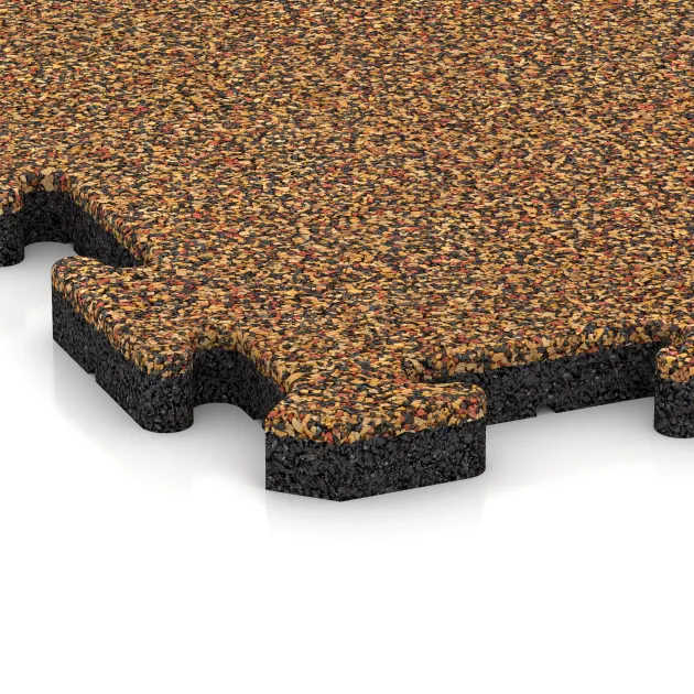 Detailaufnahme der Randausprägung von WARCO-Produkt 3230, Fitness Floor Protection Mat HD, Format 1000 x 1000 x 30 mm, Farbe Terra Cotta.