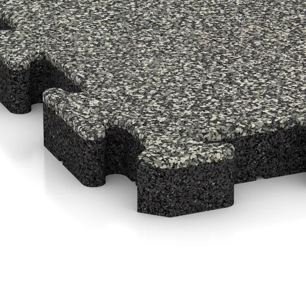 Detailaufnahme der Randausprägung von WARCO-Produkt 3113, Fitness Floor Protection Mat HD, Format 500 x 500 x 50 mm, Farbe Gray Granite.