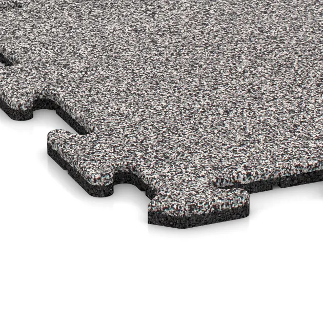 Detailaufnahme der Randausprägung von WARCO-Produkt 4591, Balcony tile, Format 500 x 500 x 18 mm, Farbe Grey Melange.