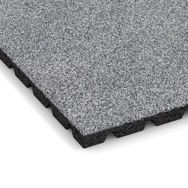 Detailaufnahme der Randausprägung von WARCO-Produkt 5475, Terrace tile 3 cm, Format 500 x 500 x 30 mm, Farbe Grey Melange.