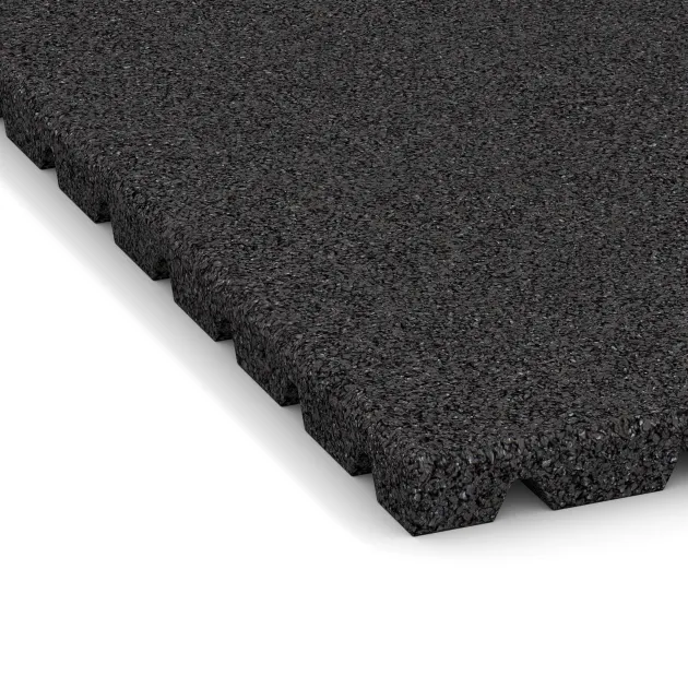 Detailaufnahme der Randausprägung von WARCO-Produkt 0750, Kick protection wall mat – impact protection mat, Format 1000 x 1000 x 30 mm, Farbe Anthracite.
