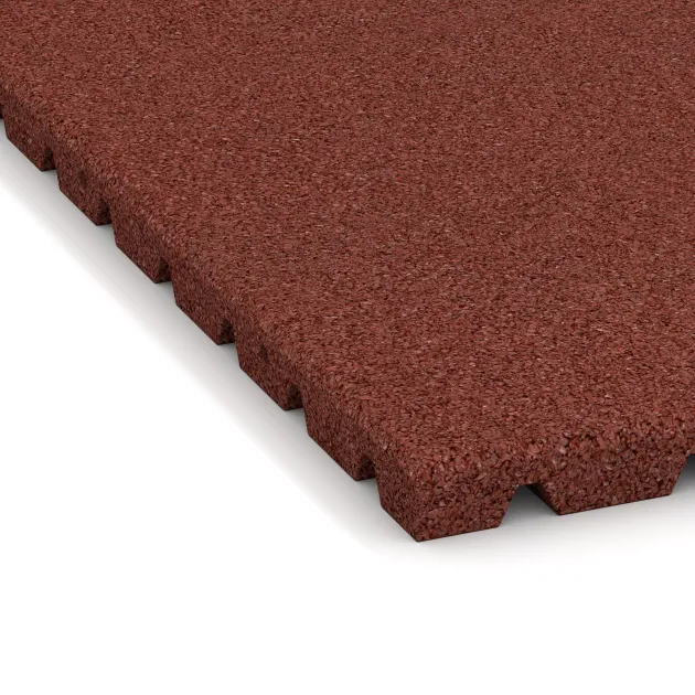 Detailaufnahme der Randausprägung von WARCO-Produkt 0751, Kick protection wall mat – impact protection mat, Format 1000 x 1000 x 30 mm, Farbe Brick red.
